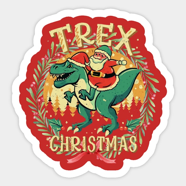 T-Rex Christmas Sticker by Tee Trendz